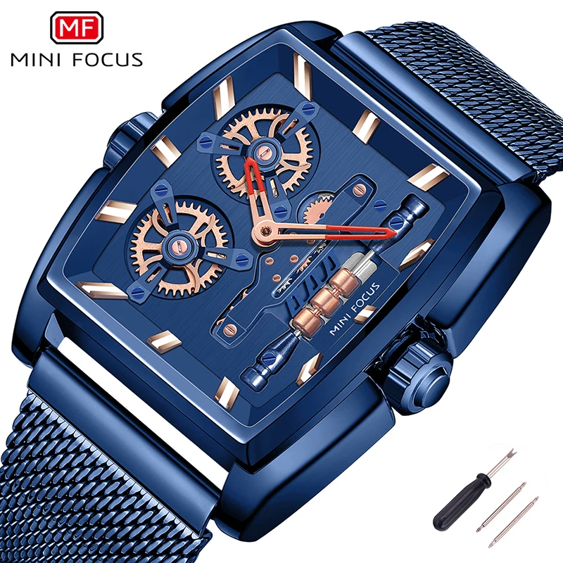 Часы наручные мужские с хронографом спортивные аналоговые кварцевые сетчатым