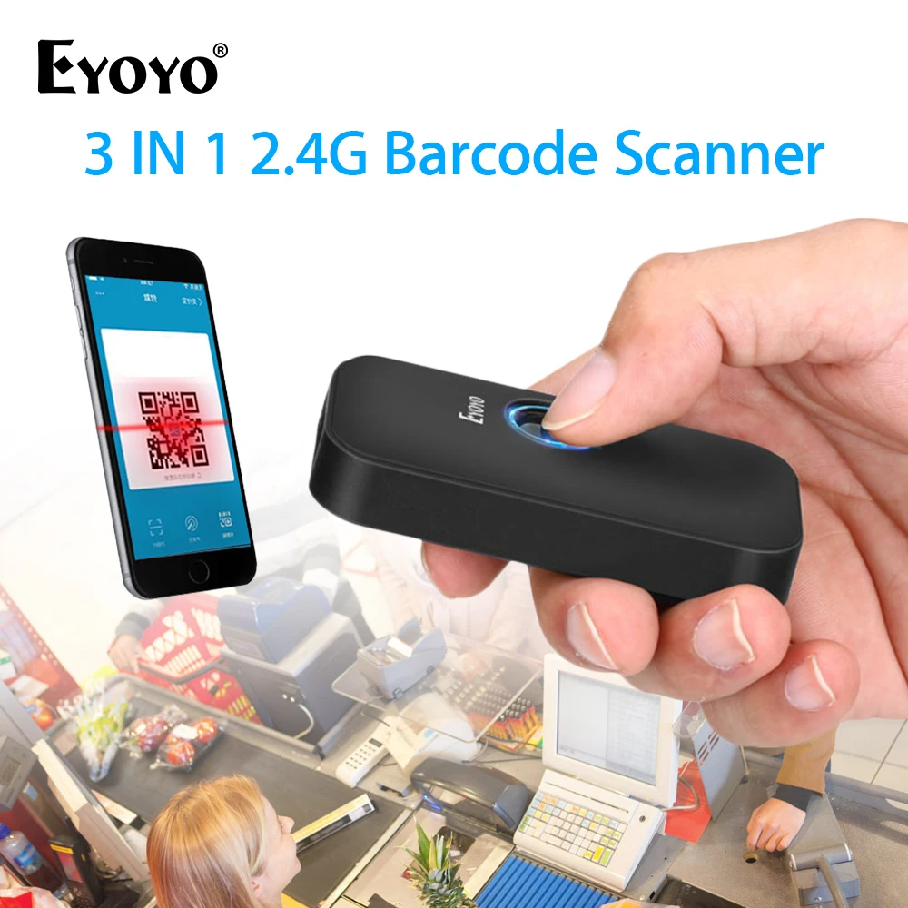 Eyoyo EY-009 1D 2D сканер штрих-кода Bluetooth& 2,4G беспроводной считыватель штрих-кода qr-код для IOS iPad iPhone Android планшеты ПК