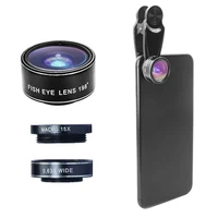 mobile phone 198 degree fish eye wide angle 15x macro camera lens kit for iphone