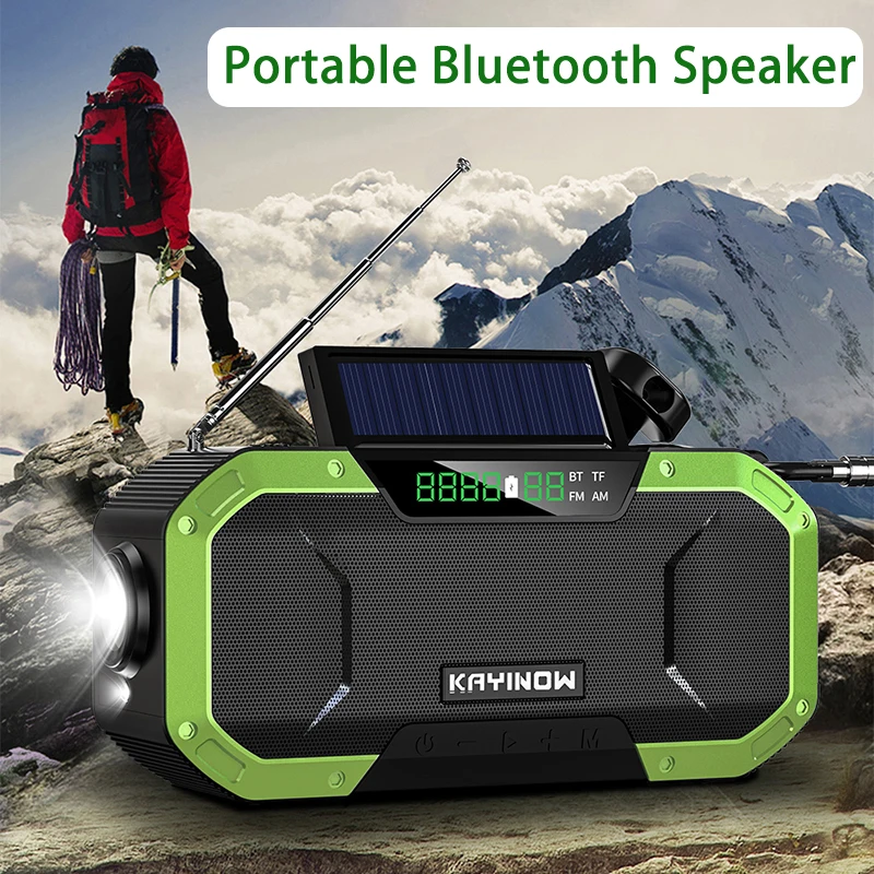 

Портативный ручной динамический радиоприемник на солнечной батарее, Bluetooth колонка, динамик, внешний аккумулятор 5000 мАч