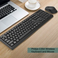 2 4g wireless keyboard and mouse combo 104 keys full size black keyboard mice set for business office home desktop laptop