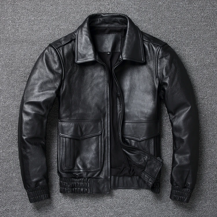YR! Бесплатная доставка. Размера плюс 8XL кожаная куртка Мужская классическая A2 из