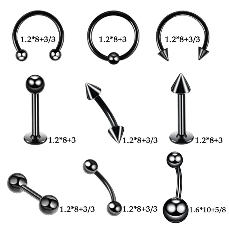 42 шт./компл. из нержавеющей стали для языка носа живота бровей губ кольца пирсинг