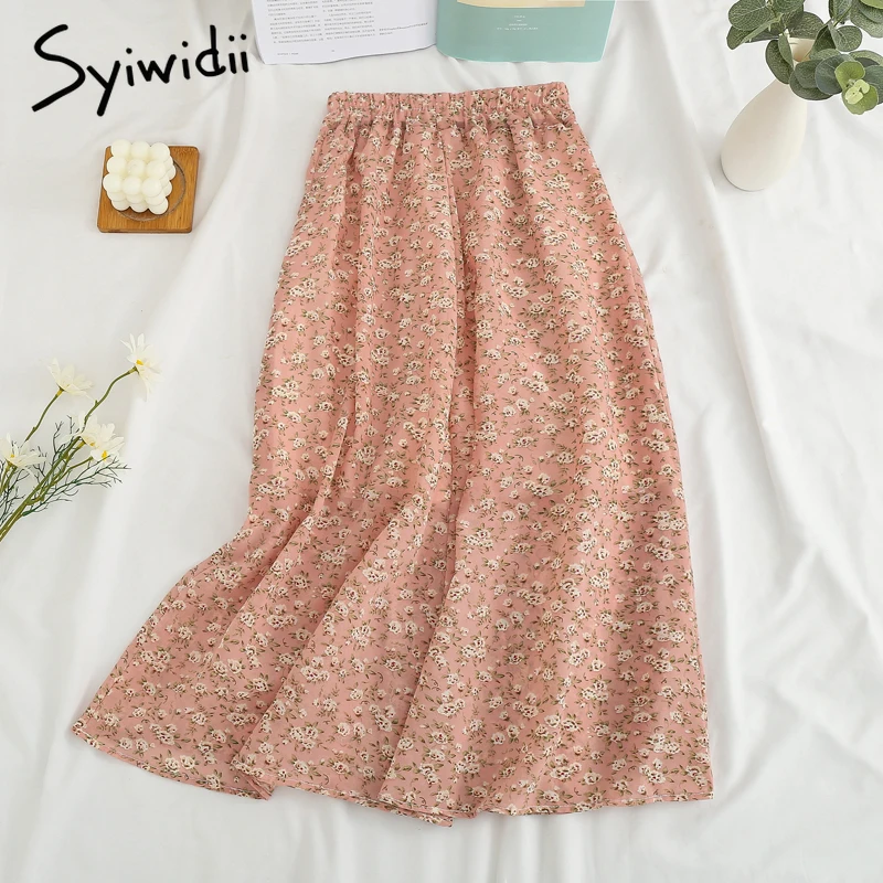 Женская Юбка-миди с цветочным принтом Syiwidii эластичная элегантная винтажная
