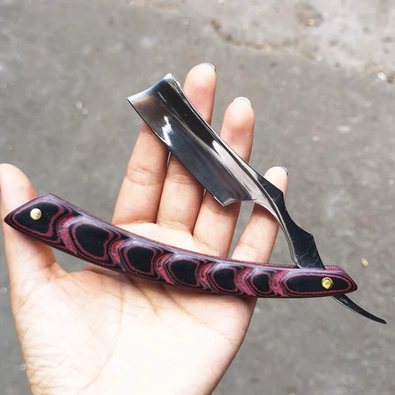 

Straight Razor Mens Shaving Razors Black Cover Solid Wood Handle