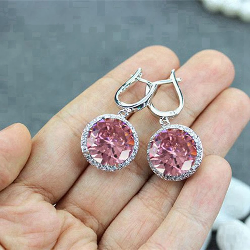 Серьги SHUNXUNZE для женщин, аксессуары, роскошный розовый фиолетовый светло-голубой Радужный кубический цирконий, посеребренный R146 R486 R737 R749