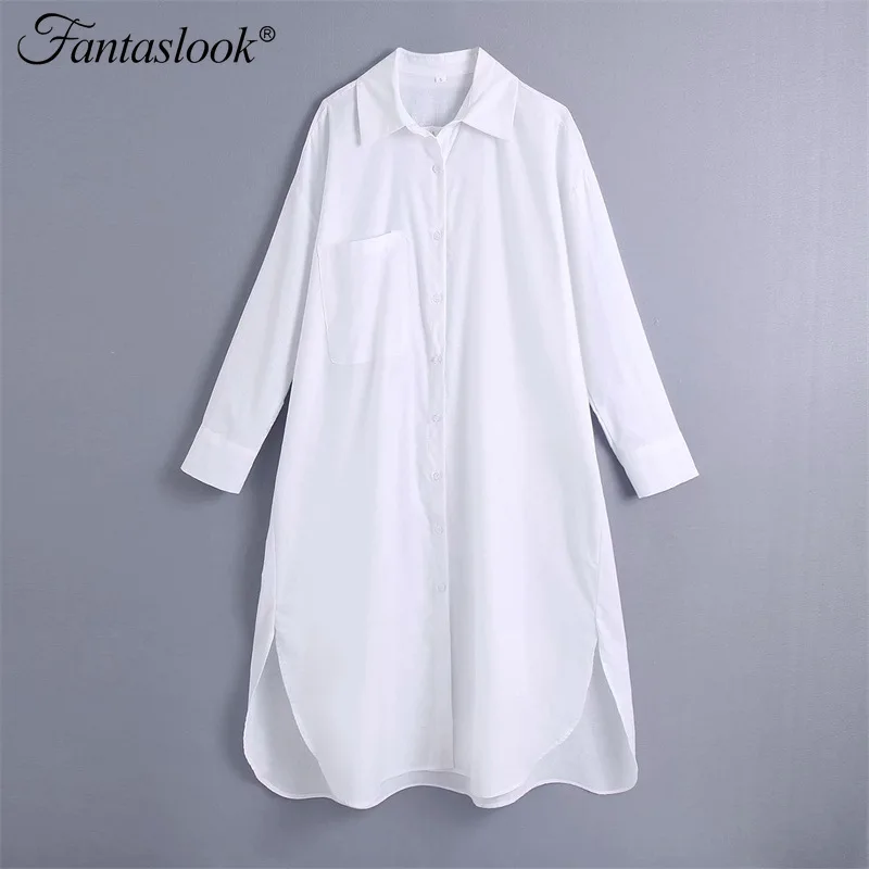 

Однотонное платье-рубашка, женское повседневное однобортное платье, летняя длинная рубашка большого размера с длинным рукавом и пуговицам...