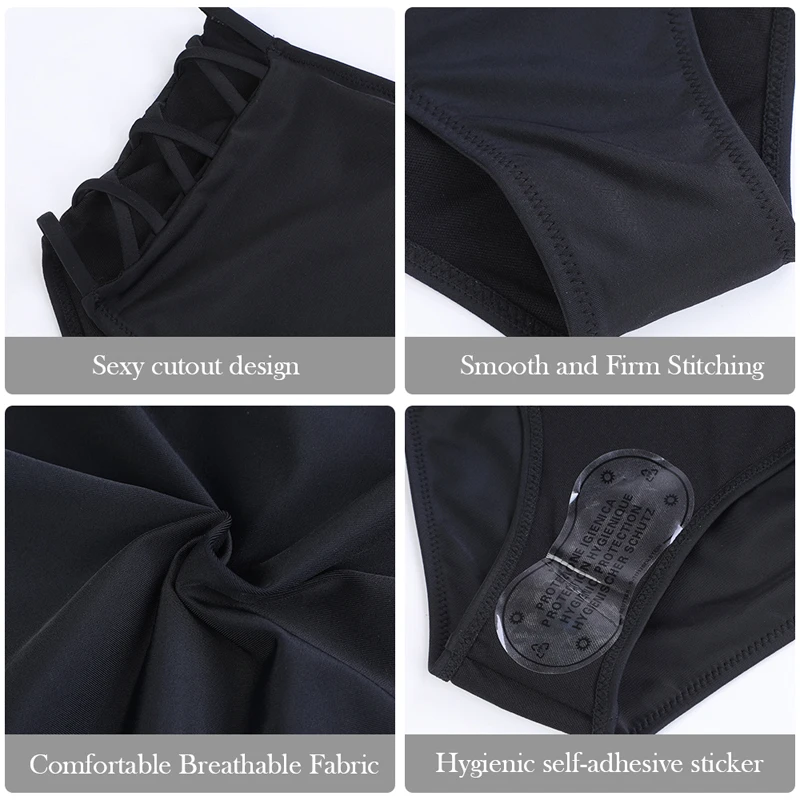 

Women Sexy Bikini Bottoms Lace Strappy Sides High Waisted Retro thing Suit Underwear Swimsuit Swimming Shorts Boxer