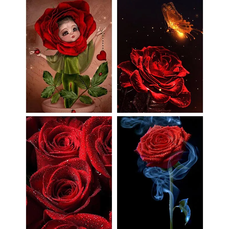 Алмазная вышивка 5D &quotсделай сам&quot картина с изображением красной розы детское