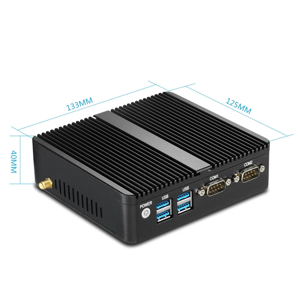 Безвентиляторный мини-ПК Windows 10 4 GB ноутбук, ram, Intel J1800 J1900 HTPC промышленного ПК неттоп 2 LAN 2 RS232 HDMI VGA WiFi компактных настольных ПК