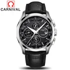 Часы мужские, механические, водонепроницаемые, с сапфировым стеклом, на кожаном ремешке