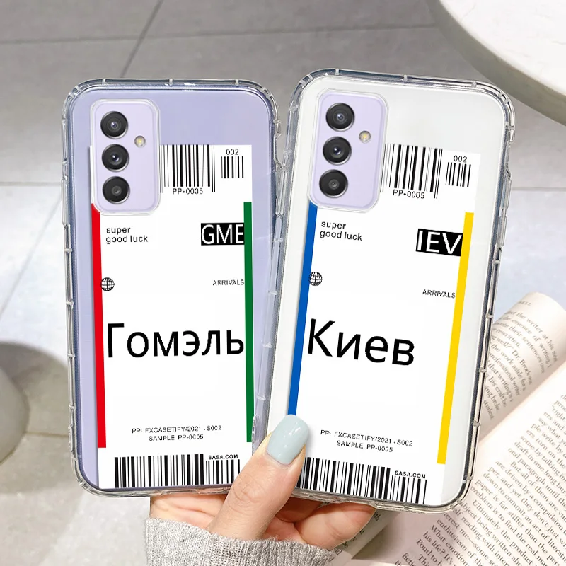 Travel Ticket Label Case For Samsung A51 A52 Case Silicone Cover For Samsung Galaxy A52S A70 A50 S A50S A30S Cases A 72 5G Funda