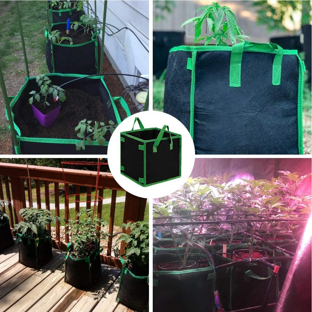 

Fruits Vegetable Gallon Grow Bags Square Fabric Planting Pots With Heavy Duty Handle Planting Buckets Garden Tree Transplanting