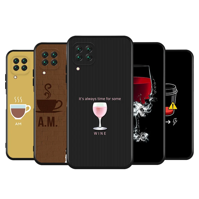 

For Huawei Nova 8 7 6 5 SE 5G 5i Pro 2 3 Lite 2017 Plus 2i 3E 3i 4E 5Z 5E 5T 7i Coffee Wine Cup Black TPU Phone Case
