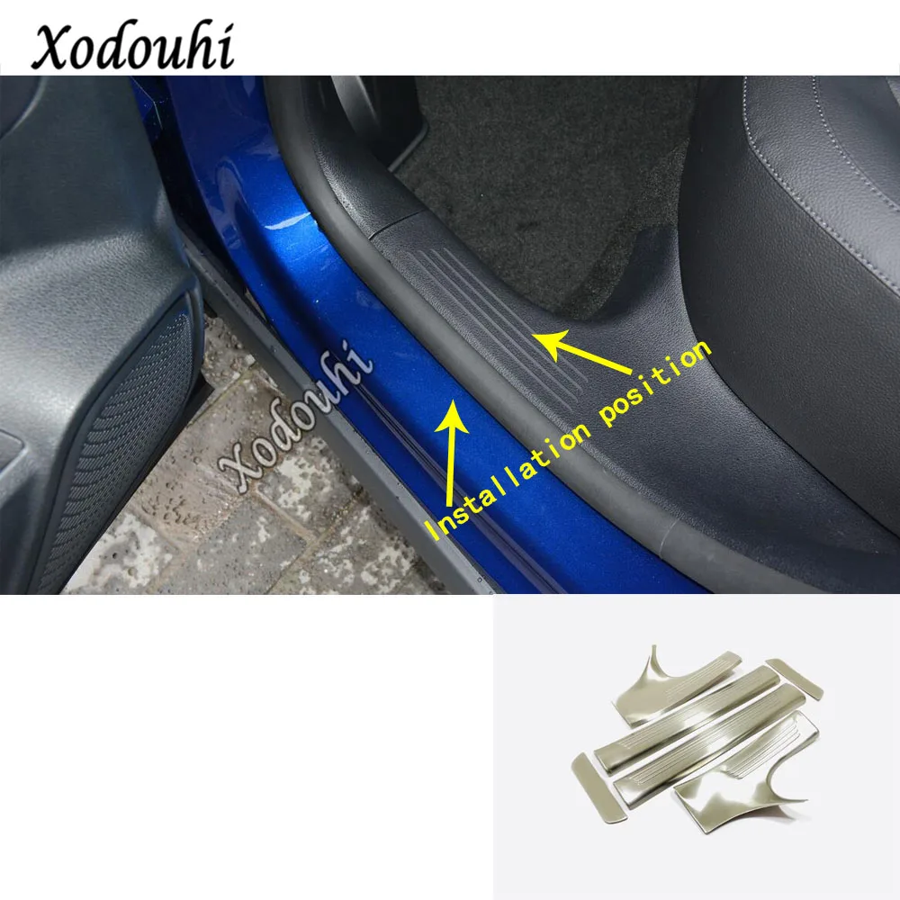 

For Mercedes Benz GLA 2020 2021 Car Cover Stainless Steel Pedal Door Sill Scuff Plate External Inner Built Threshold Trim 6pcs
