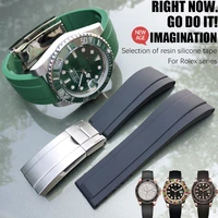 2021mm rubber watch band fit for role rolex submariner oysterflex daytona gmt yacht master strap stainless steel clasp bracelet