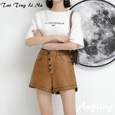 Tao Ting Li Na New Fashion Genuine Real Sheep Leather Shorts J6