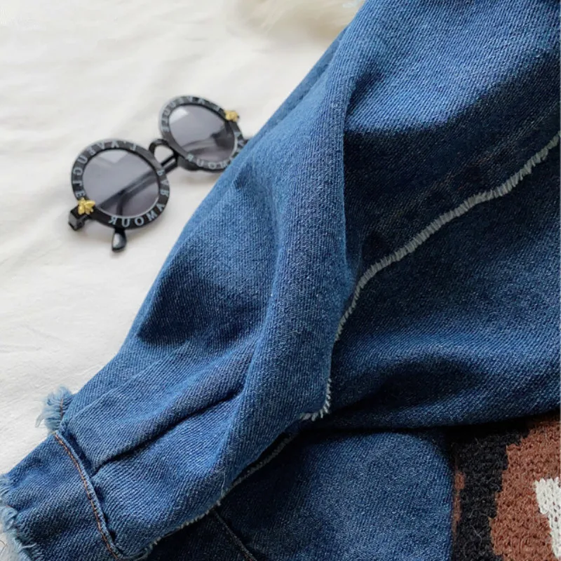 

2020 Womens Sweaters New Fashion Korean O-Neck Clothes Leopard Print Knitted Pullovers Patchwork Cowboy Female Sueter Jumper