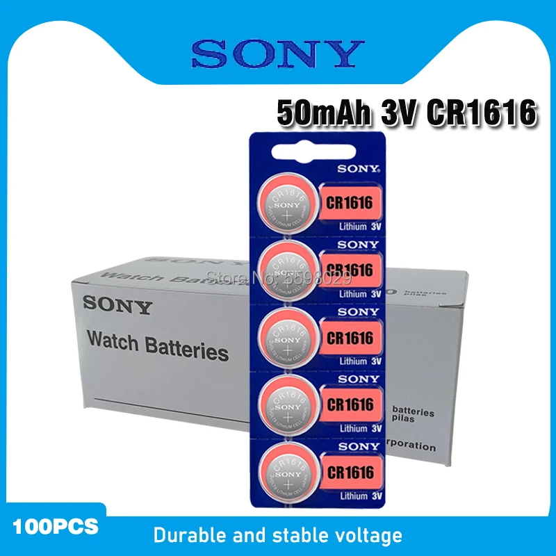 

100Pcs Sony 50mAh 3V Lithium Button Cell Battery CR1616 DL1616 BR1616 ECR1616 5021LC L11 LM1616 CR 1616 Coin Cell Batteries