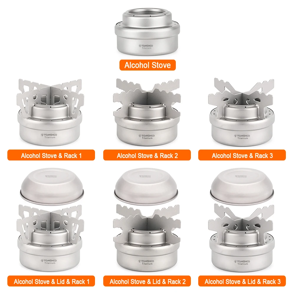 

TOMSHOO Outdoor Camping Portable Mini Titanium Alcohol Stove with Lid Cross Stoves Stand Rack Hiking Backpacking Cooking