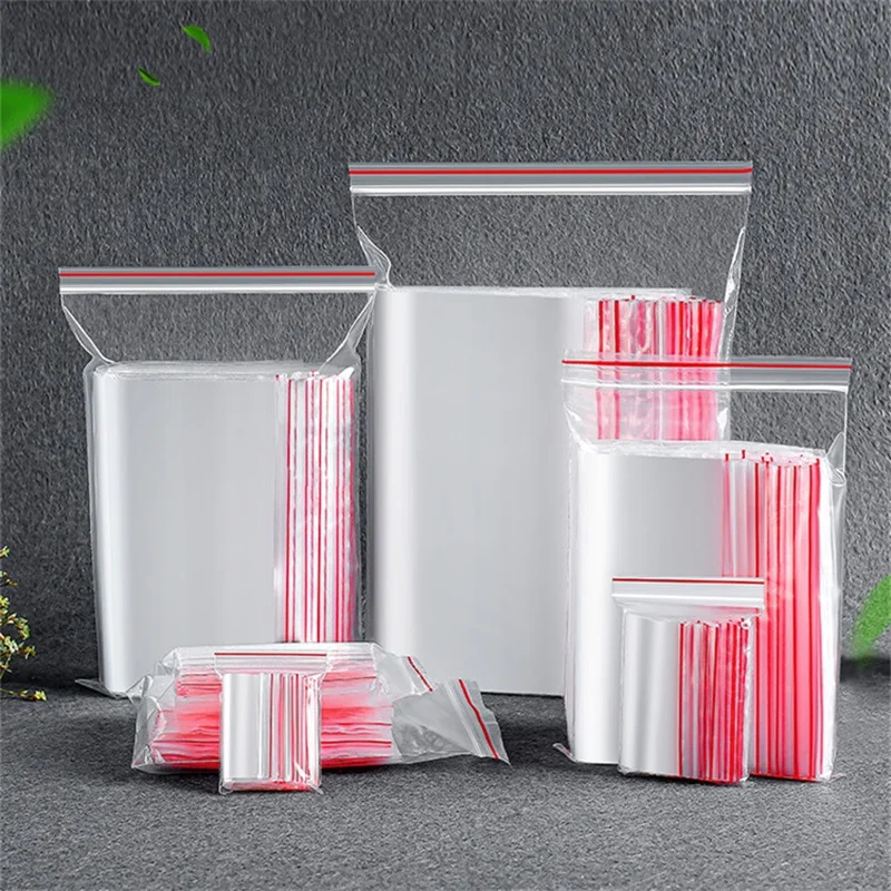 

100pcs/pack Resealable Zip Lock Bags Self Seal Clear Plastic Poly Bag Food Storage Package Reclosable Vacuum Fresh waterproof