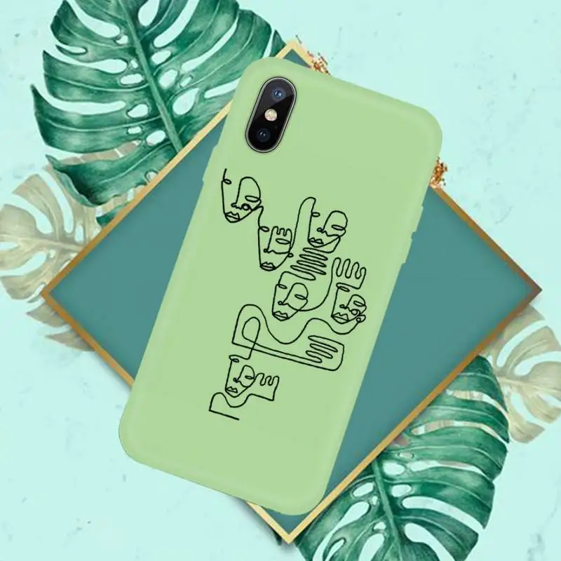 

Funny Face Abstract Cartoon Phone Case Green Candy Color for iPhone 11 12 mini pro XS MAX 8 7 6 6S Plus X SE 2020 XR