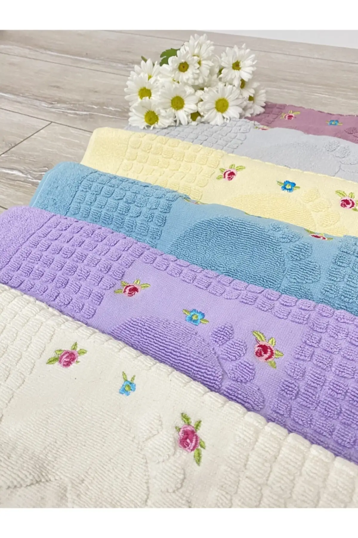 

Embroidered Foot Towel-5 Pcs-Cotton-quality Size: 50x70