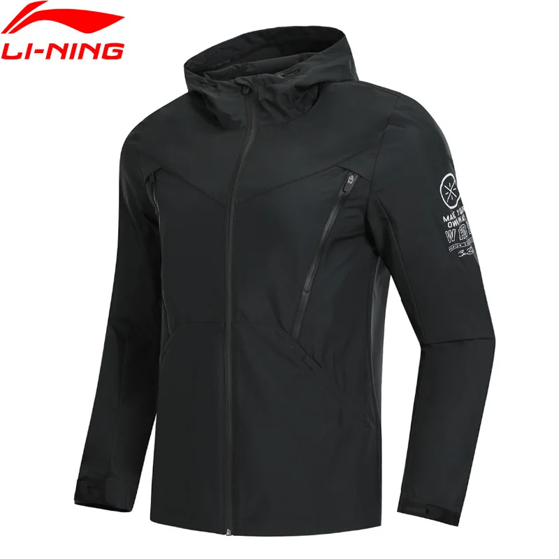Мужская ветровка из 100% полиэстера Li-Ning приталенный удобный Тренч с капюшоном