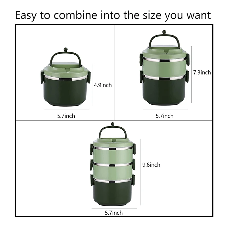 Ланч-бокс Bento для взрослых и детей герметичный 3-уровневый термоконтейнер из