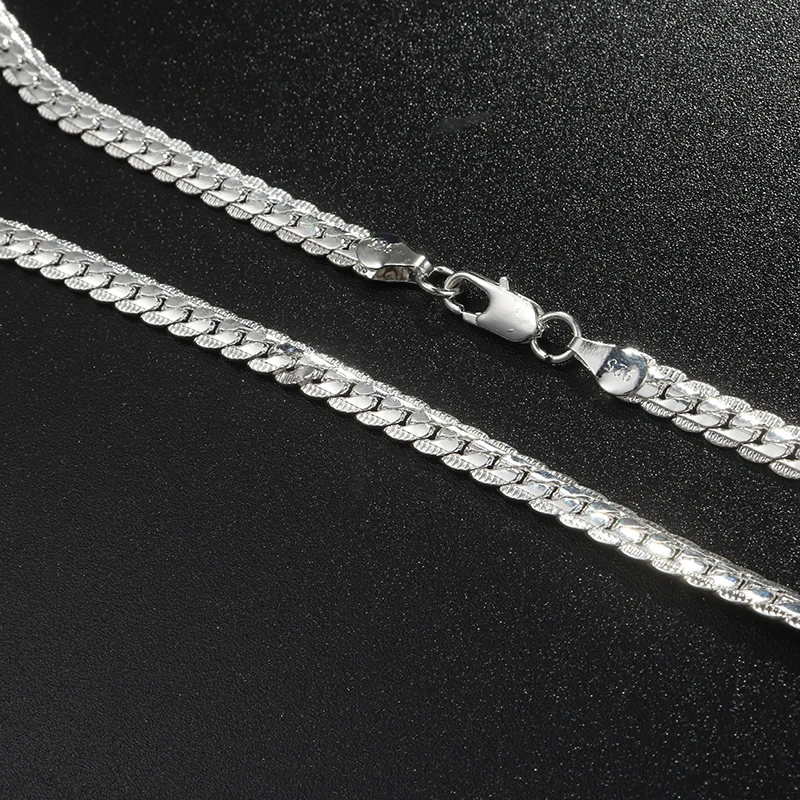Мужская Посеребренная цепь в стиле панк ожерелье 5 мм 20 см мужская плоская