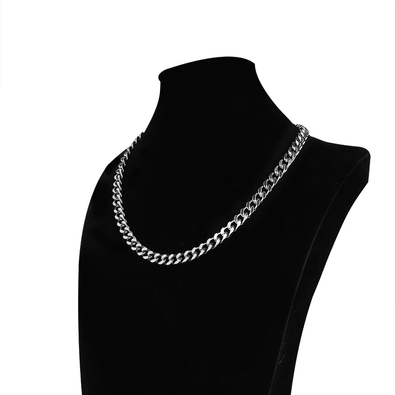 

SAUVOO 8.5mm Width Metal Curb Cuban Necklace Chain Gold Silver Color Cuban Link Chain For Men Fashion Jewelry Gift