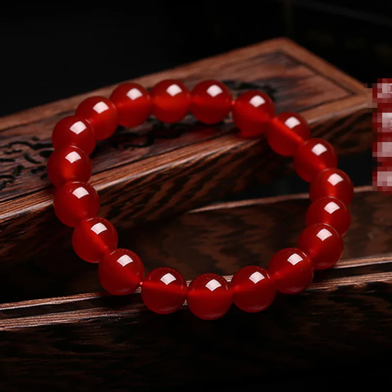

New unisex adults rounds natural red agate bracelet for gift 6-14mm with box