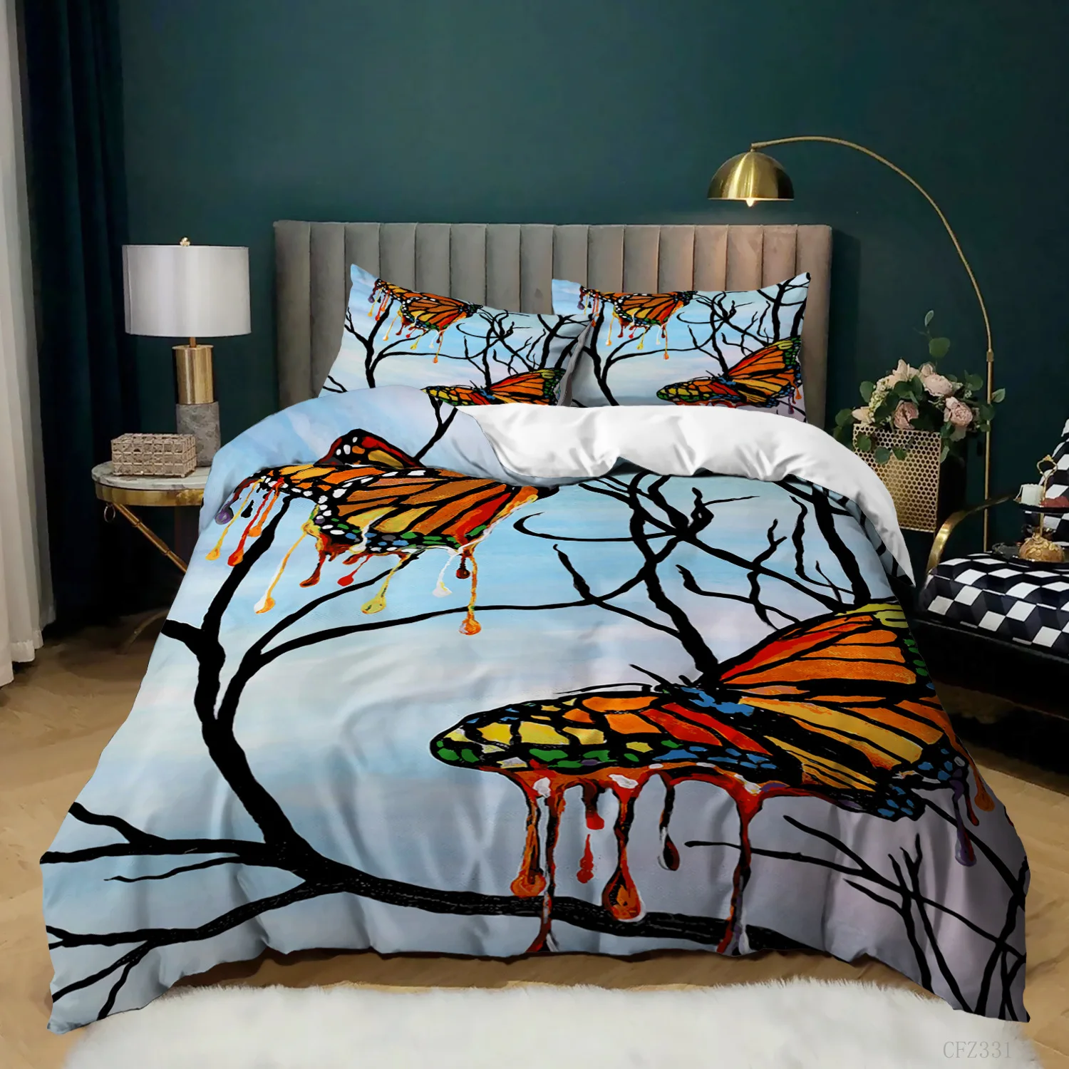 Ladybug Insects Design Duvet Cover Set Butterfly Printed Decorative 2/3 Pcs Bedding with Pillowcase for Teens Boys Girls | Дом и сад