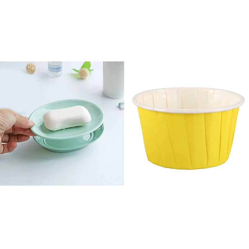 Бумажный стакан для выпечки 50 шт. подкладки кейков и 1 Коробка мыла простой дизайн