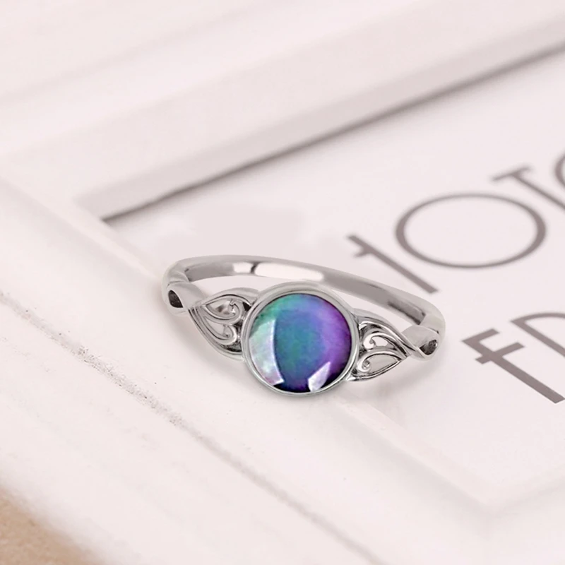 

Vintage Retro Mood Change Ring Round Emotion Variable Color Ring Temperature Control Rings For Women Female Gift