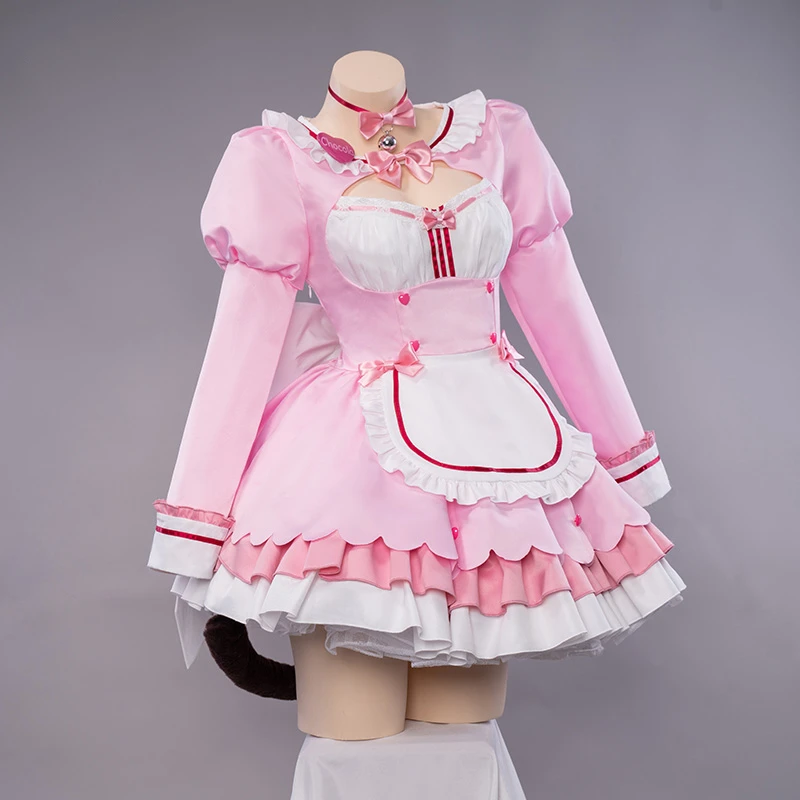 Аниме игра Nekopara шоколад горничная Платье Кот Neko сексуальная розовая униформа