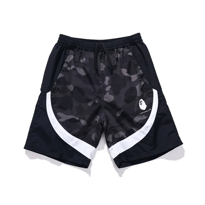 

Summer New Camouflage Color Matching Printed Shorts Men's Casual Bape Shark Pants Light Color Retro