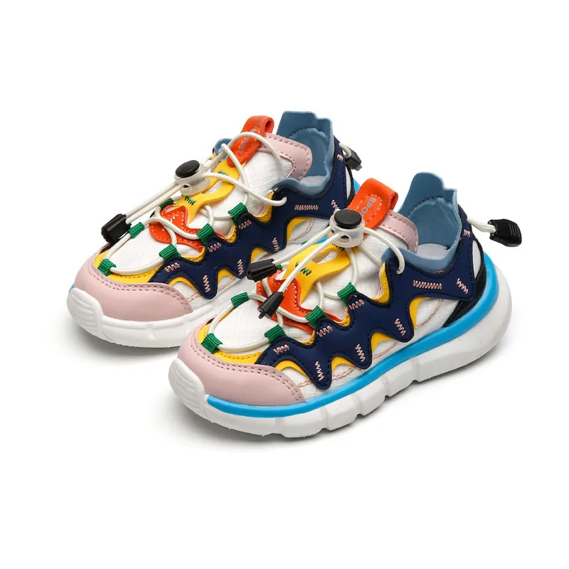 

2021 Summer Kids Girl Shoes Casuals Slip-On Mixed Colors Fashion Sweet Flat Heels Air Mesh All-match Sneakers Breathable