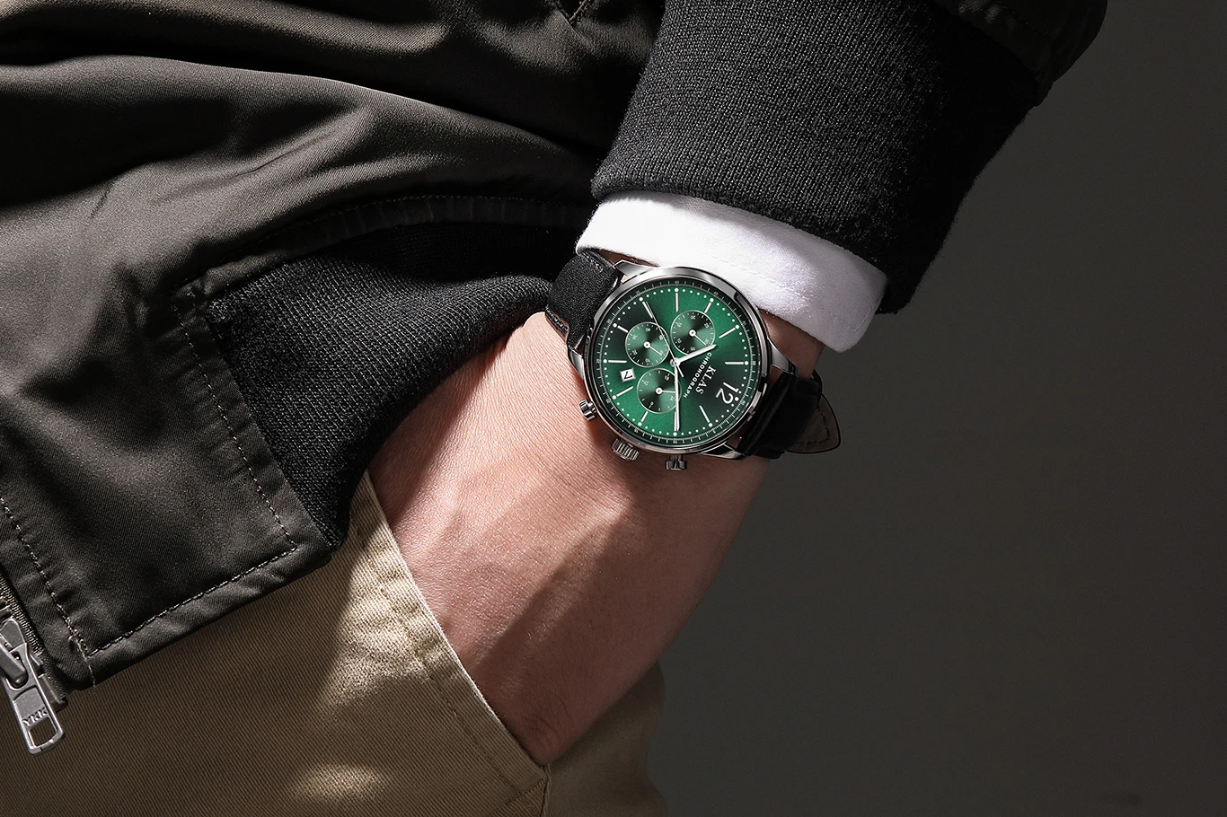 2021 Men's leather belt waterproof  wristwatch KLAS Brand