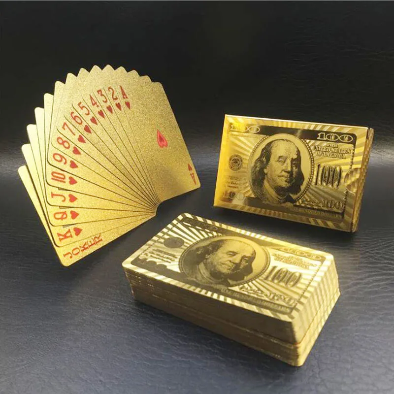 Money Poker золотые игральные карты игра в покер Золотая фольга набор для покера
