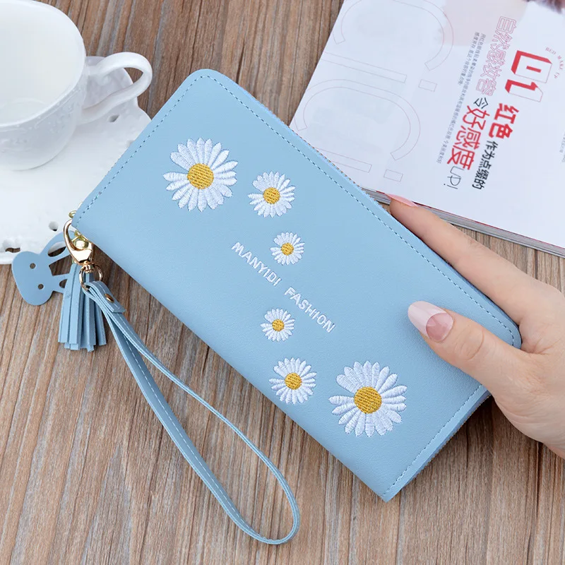 2020 new small daisy wallet women long zipper Korean fashion wallet women large change mobile phone bag