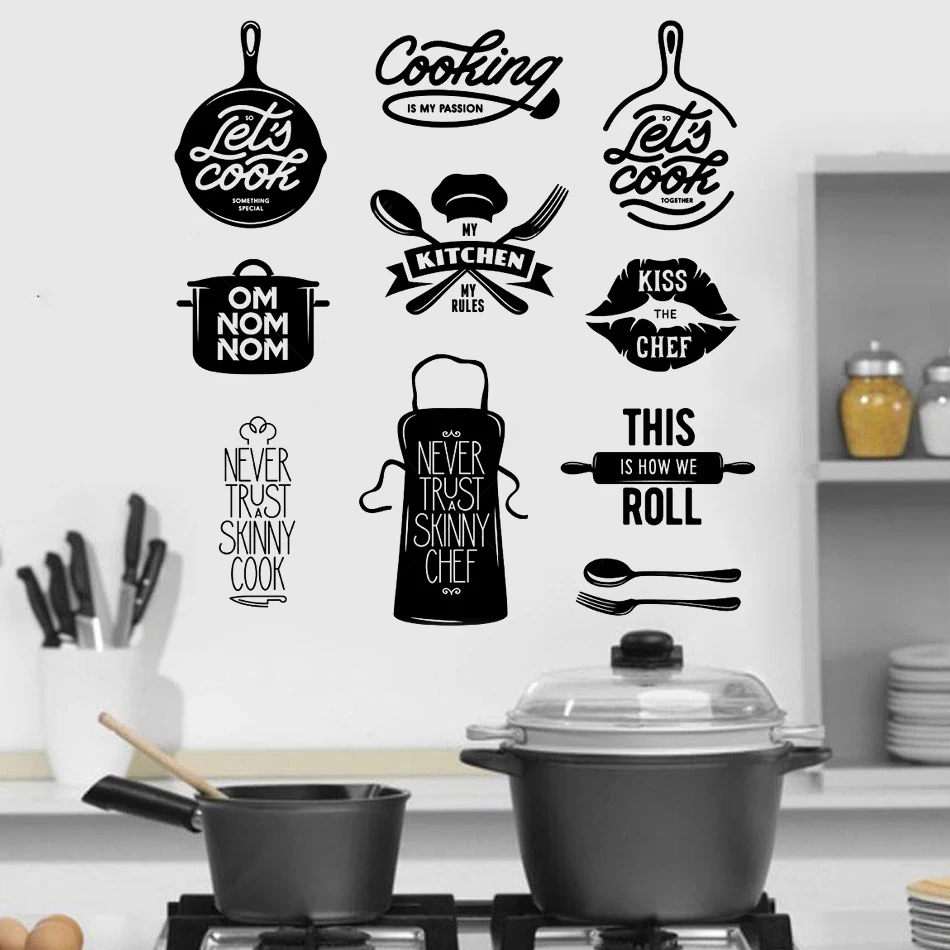 

Кухонный Фартук с вилкой и ложкой, настенные наклейки для кухни, искусство, виниловый Западный Настенный декор для ресторана HY512