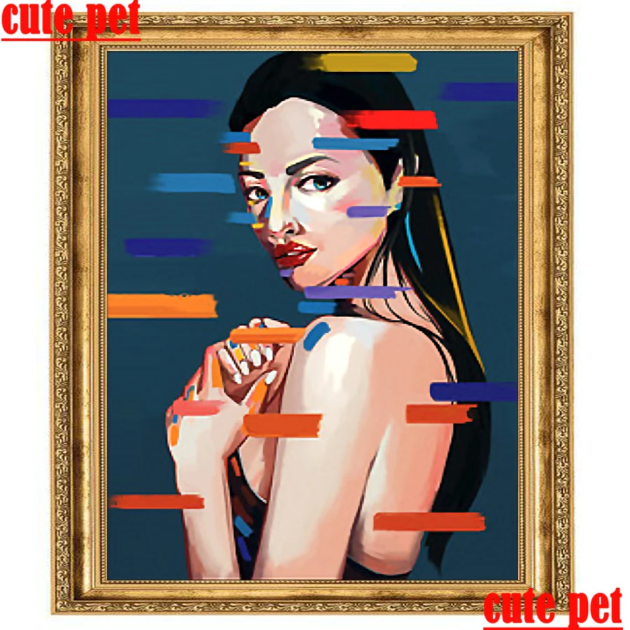 3d обои с изображением женщины портрет современный стиль мозаика сделай сам