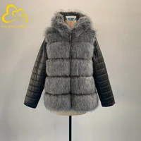 fanpuguizhen winter thick warm faux fur coat placket zipper women plus size hooded removable long sleeve faux fur jacket