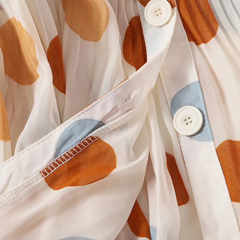 

lantern sleeve polka dot v neck chiffon sunscreen shirt women air-conditioning shirt Summer 2021 loose chiffon cardigan