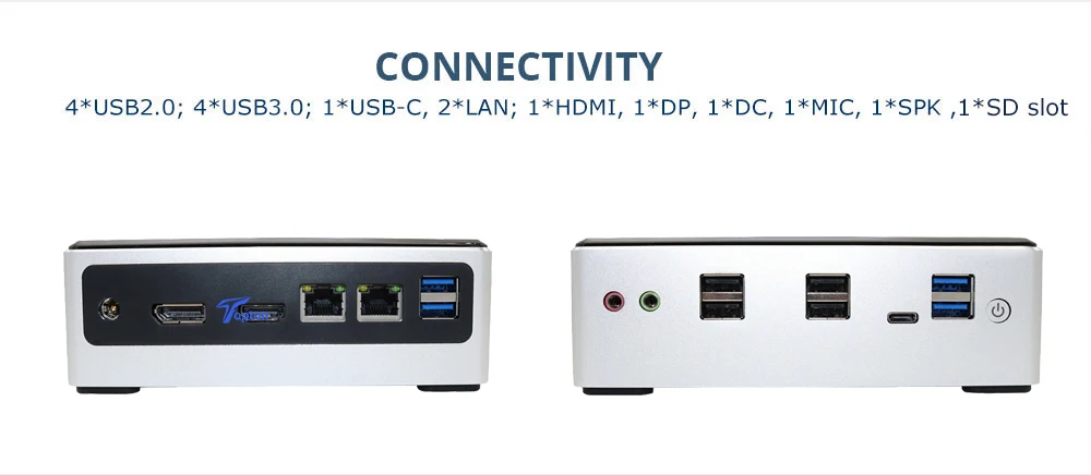 Palmsize Мини ПК Intel Core i5 8250U i7 8550U Windows 10 Pro 2* COM RS232 2* Lan с медным вентилятором WiFi HDMI VGA DP USB-C