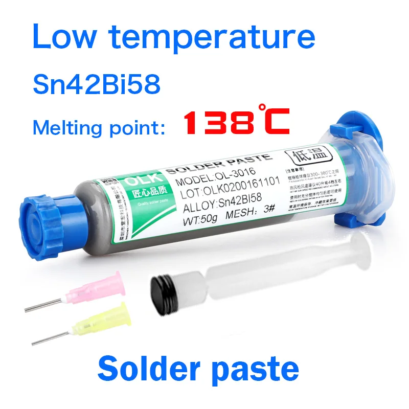 2022 новый тип низкотемпературный бессвинцовый шприц паяльная паста для пайки Led Sn42Bi58 138 ℃ SMD сварочный флюс для ремонта