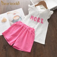 bear leader girls casual clothing sets new summer children letter print vest and shorts outfits 2pcs kids fashion suits 3 7years