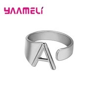 high quality smooth 925 sterling silver english letters a z alphabet statement opening band ring for men women adjustable size