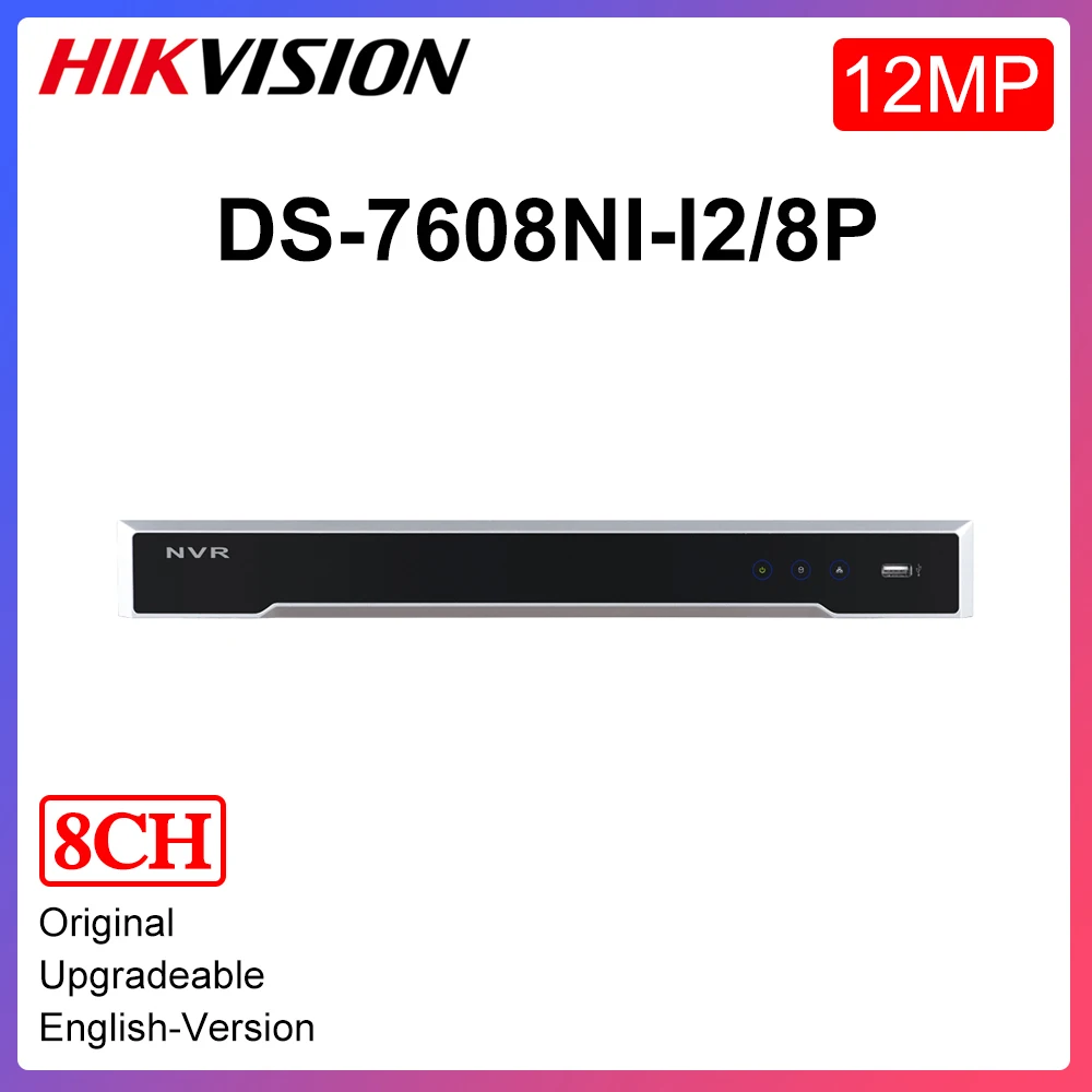 Оригинальный Сетевой видеорегистратор Hikvision NVR 8ch PoE 4K DS 7608NI I2/8 P Plug & Play с 8 портами
